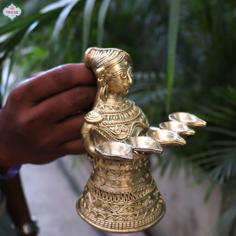 Dhokra brass Panch Aarti -  Diya