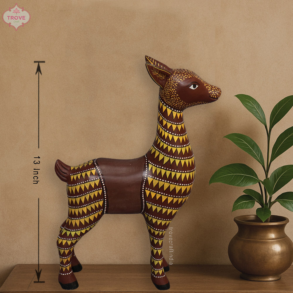 Wooden Deer Sculpture 