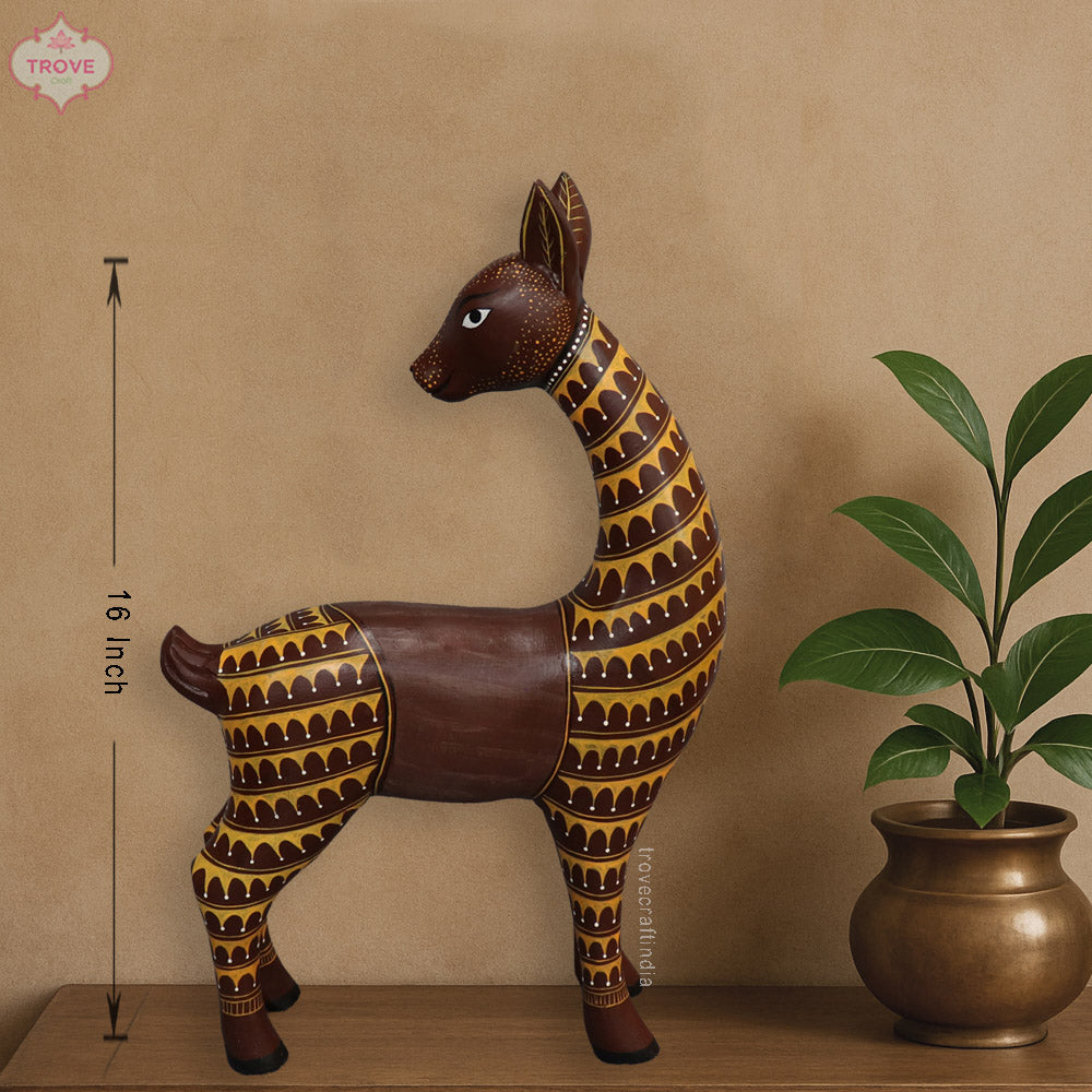 Hand-painted Gond Deer Table Accent