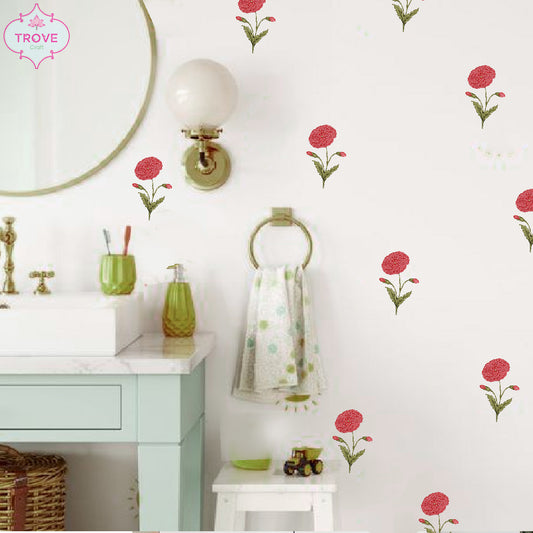 Set of 10 Poppy Florals - Wall Decorative Stickers / Decal
