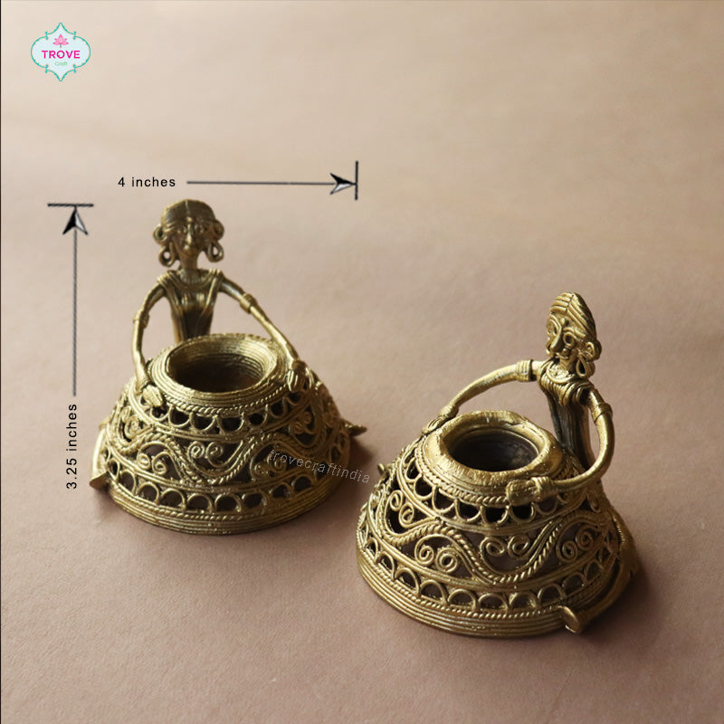 dhokra metal diya holders