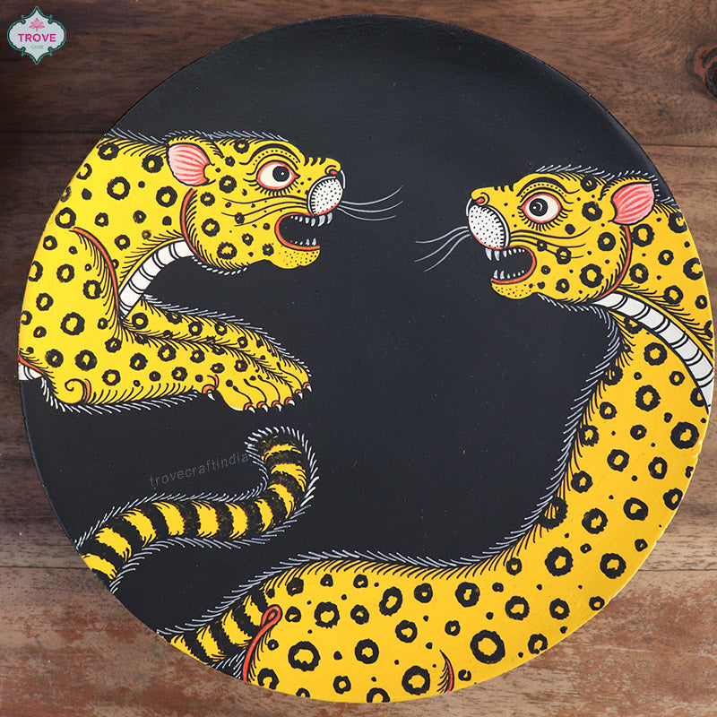 Set of 2 Hand-painted Door Knob / Wall Décor - Pattachitra Leopard