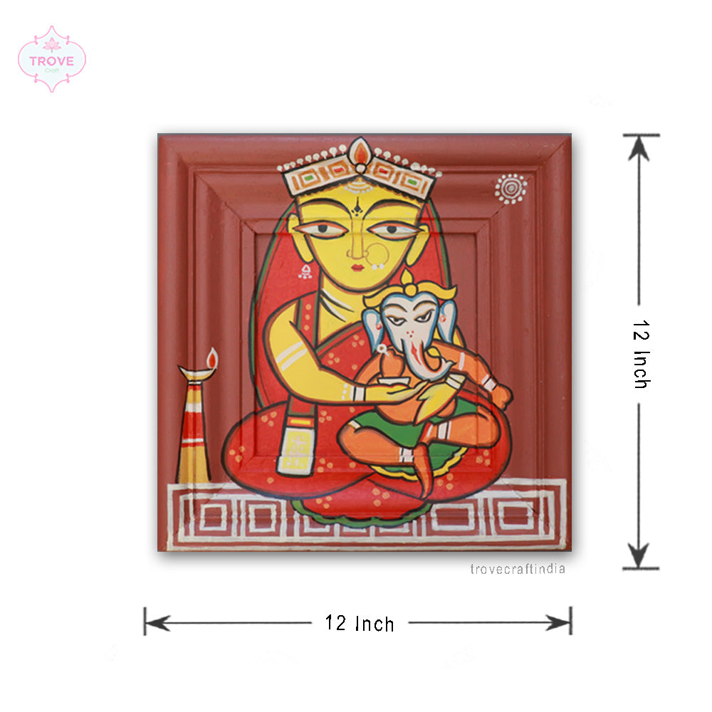 Framed Kalighat Painting Durga 