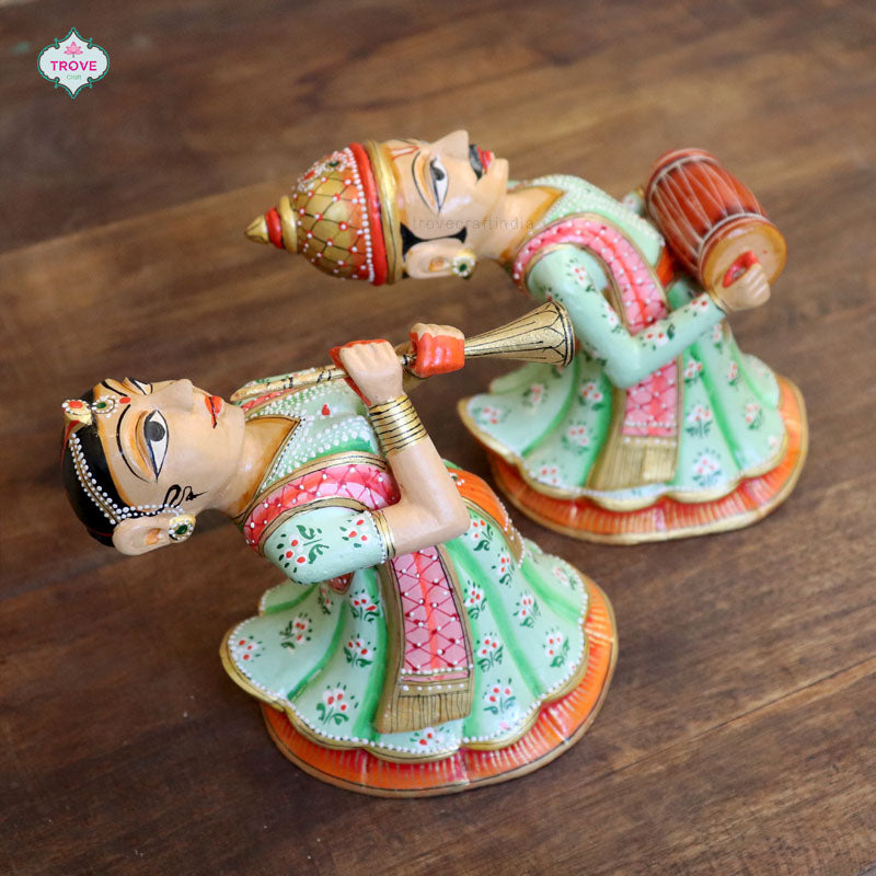Set of 2 - Wall hanging Rajasthani Gangaur Musical Pairs