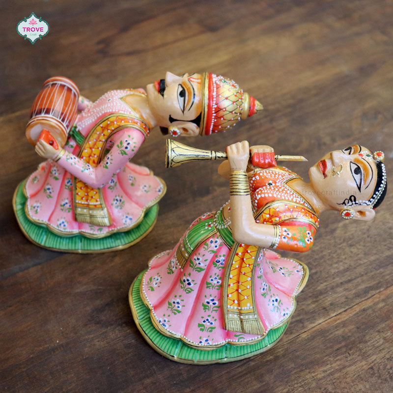 Set of 2 - Wall hanging Rajasthani Gangaur Musical Pairs