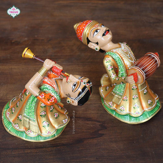 Set of 2 - Wall hanging Rajasthani Gangaur Musical Pairs