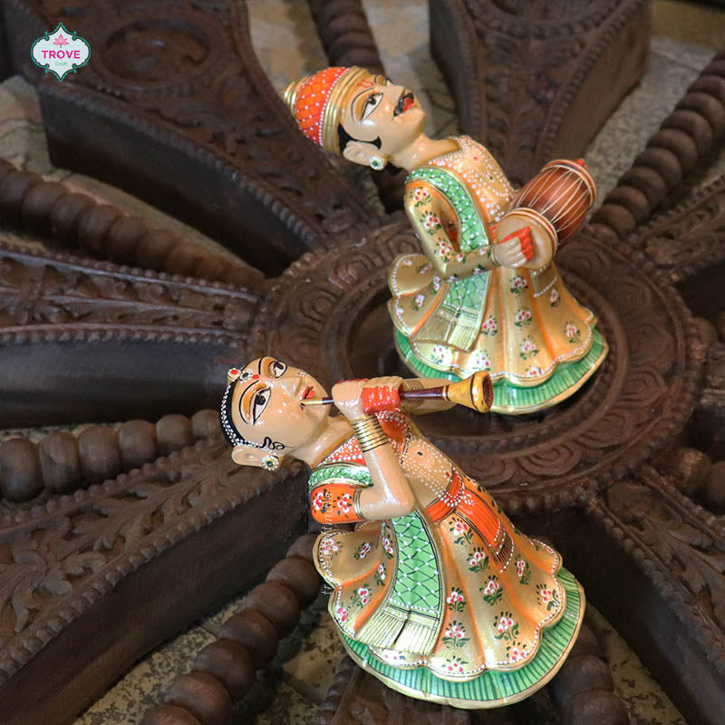 Set of 2 - Wall hanging Rajasthani Gangaur Musical Pairs