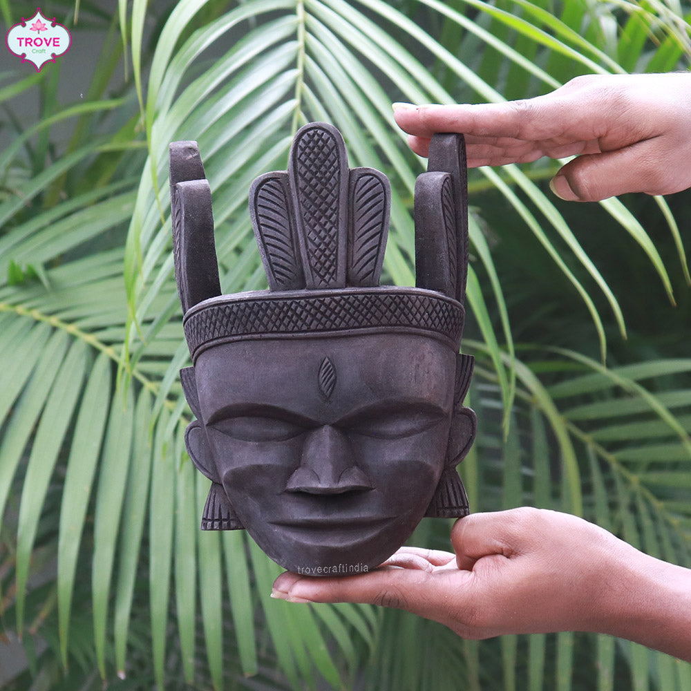 8" Set of 2 -  Hand Carved Wooden - Tribal Wall Decor Masks