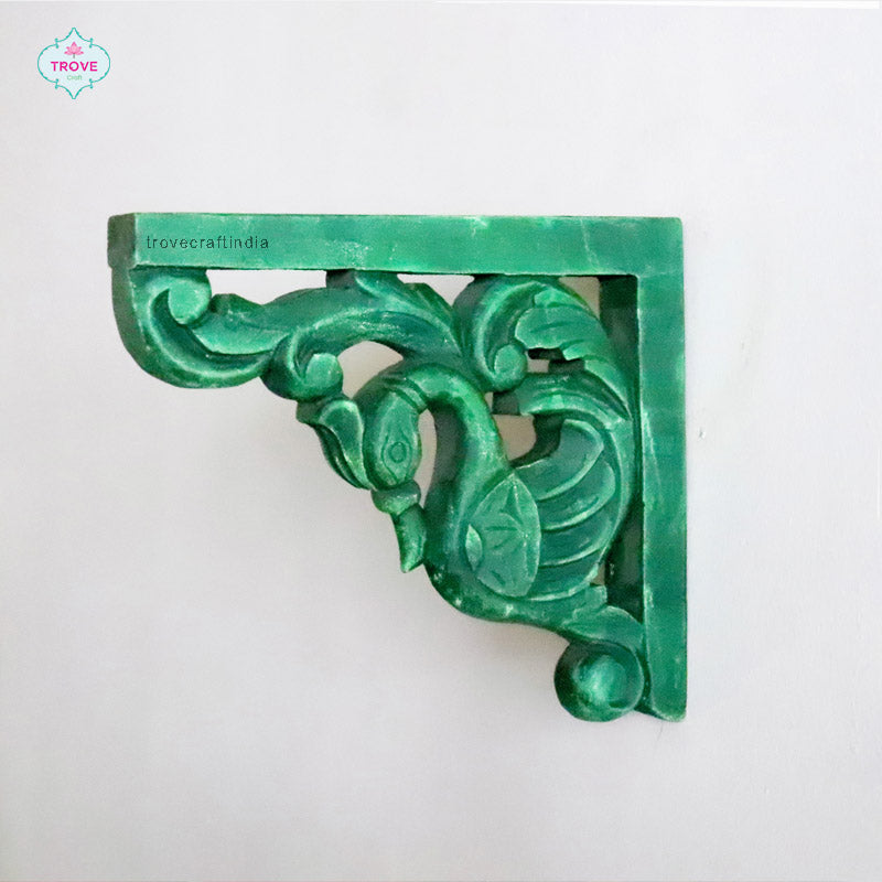 Hand Carved Peacock Corbel Wall Bracket ( Set of 2 )