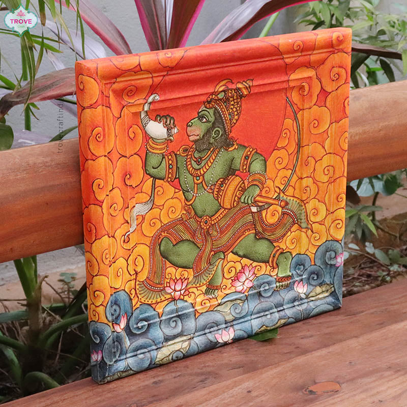16" Infinity Frame in Kerala Mural - Lord Hanuman