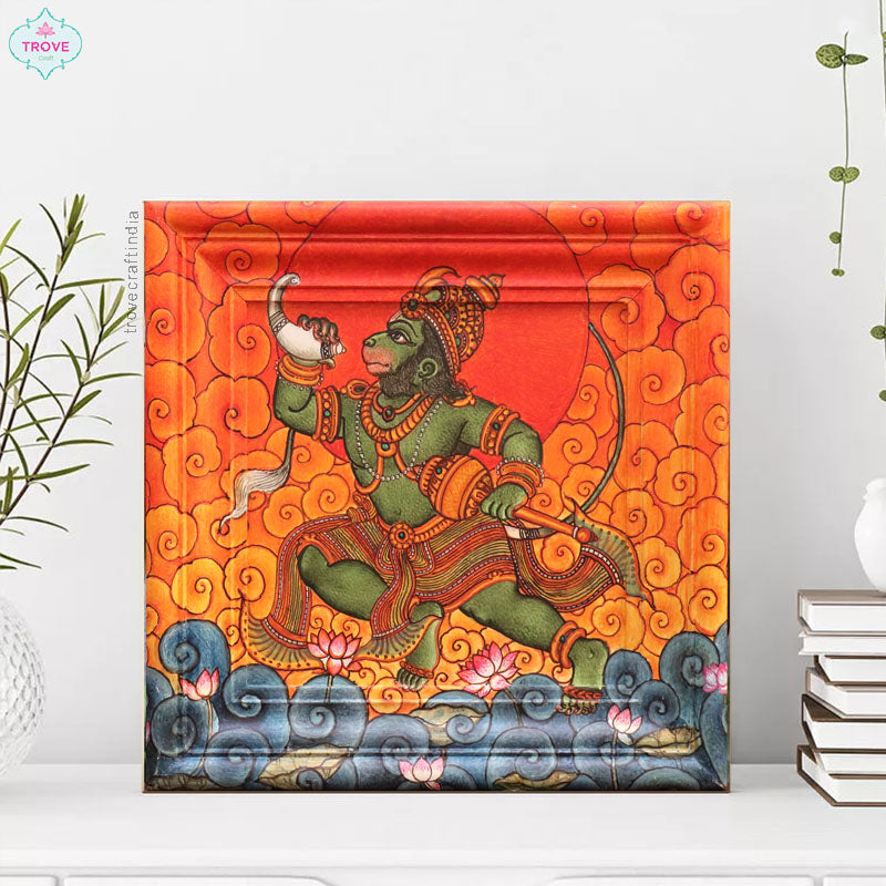 16" Infinity Frame in Kerala Mural - Lord Hanuman