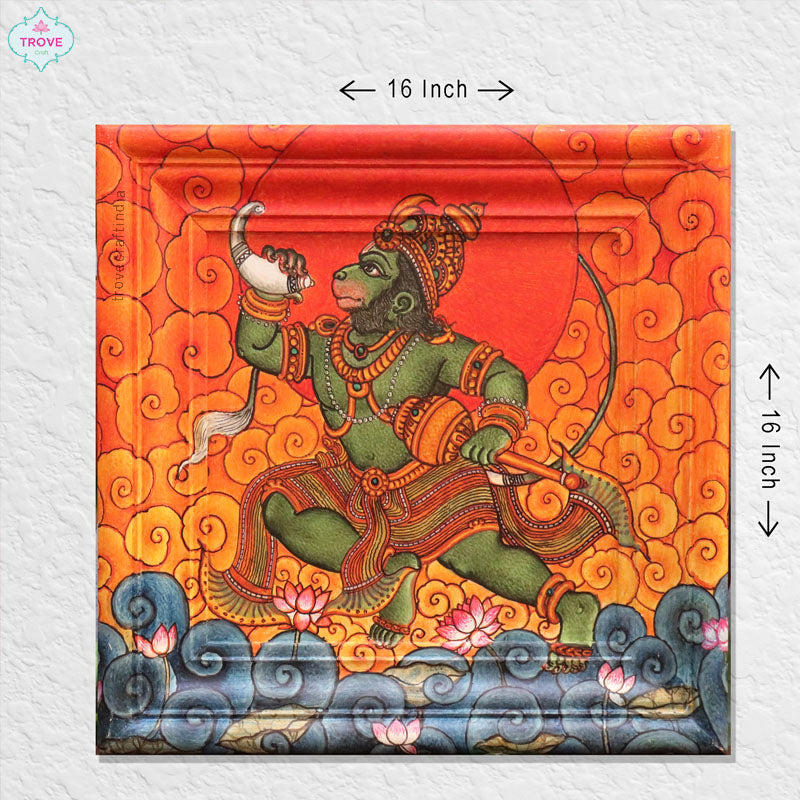 16" Infinity Frame in Kerala Mural - Lord Hanuman