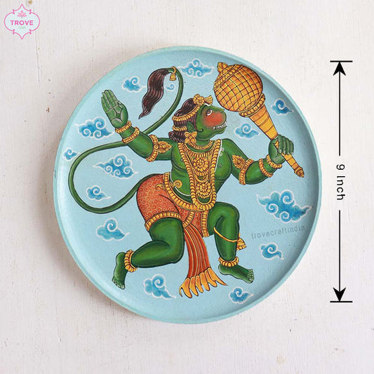 9" Hanuman Kalamkari Painted Decor Plate