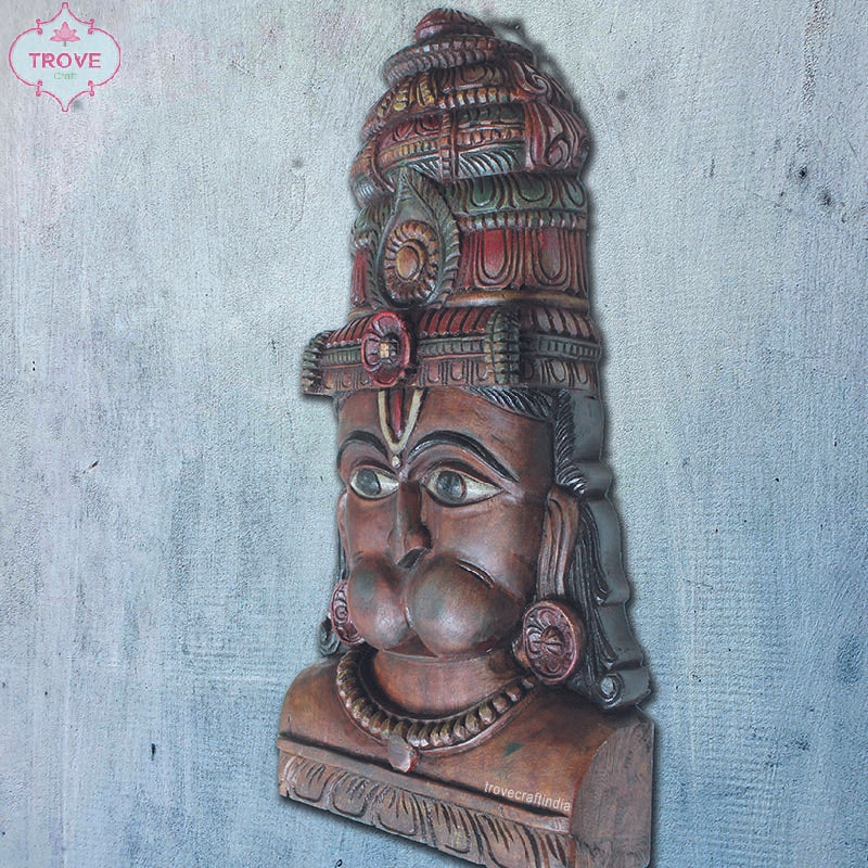 20" Carved Hanuman Decor Bust - Made to order