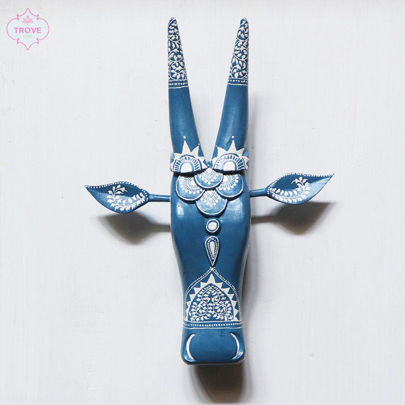 16" Hand Painted Wooden Cow Head