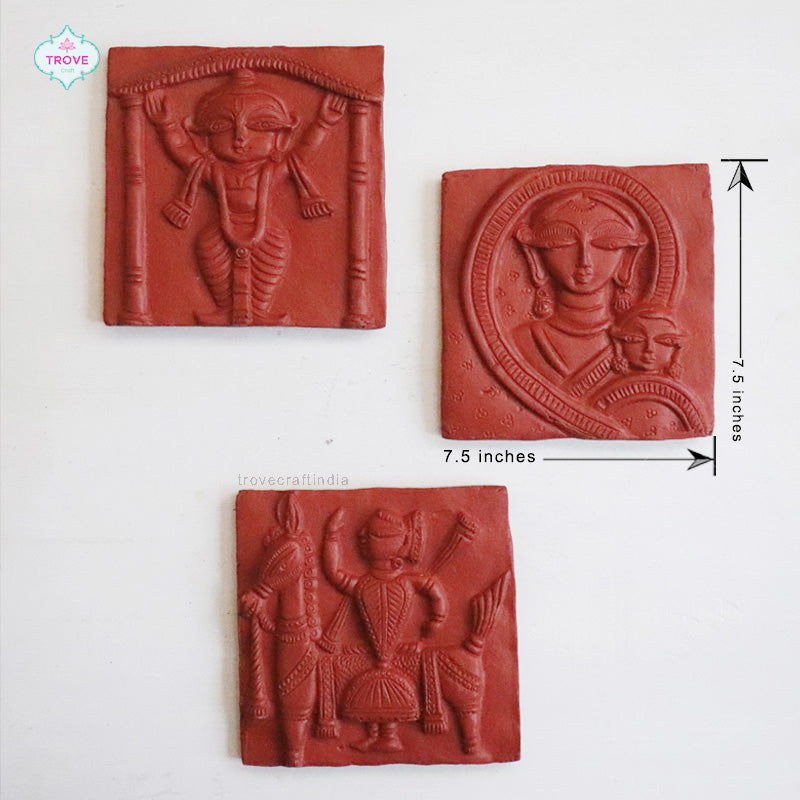 Jamini Roy inspired Terracotta Tiles - Set of 3