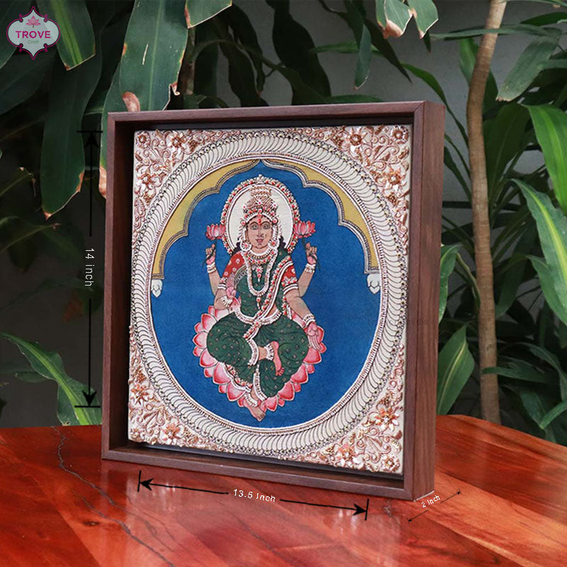 Framed Kalamkari Lakshmi with Zardozi work