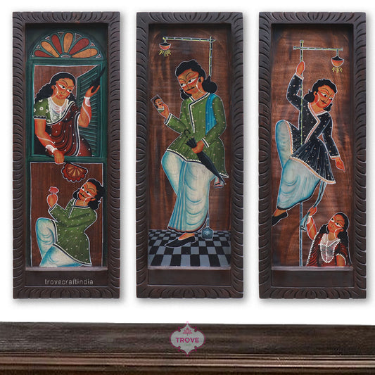 24"x 9" Babu Themed -  Kalighat Painting Wall Plaques