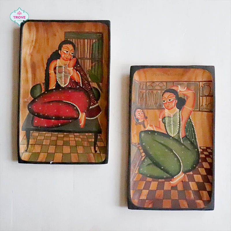 14"x 9" Rectangular Kalighat Themed Wall Decor Plate