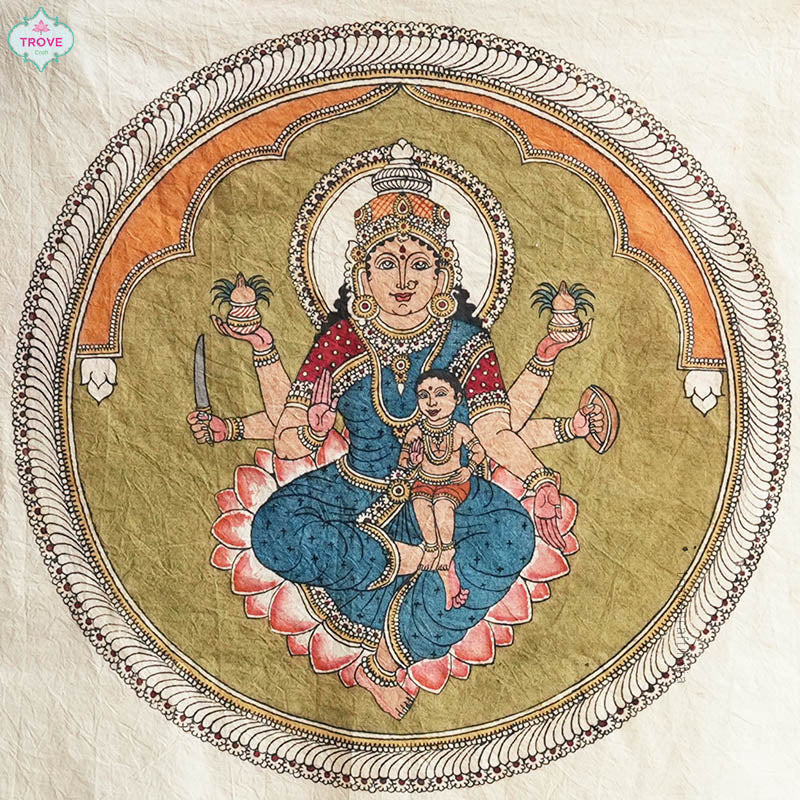 Lakshmi Pen Kalamkari on Cotton - UNFRAMED