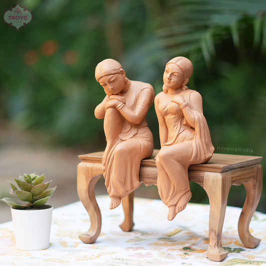 Contemplative Nayka "ন্যাকা" tabletop terracotta figurine