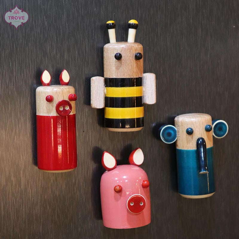 2.5" Fridge Magnets - Set of 4 - Channapatna Animal Theme