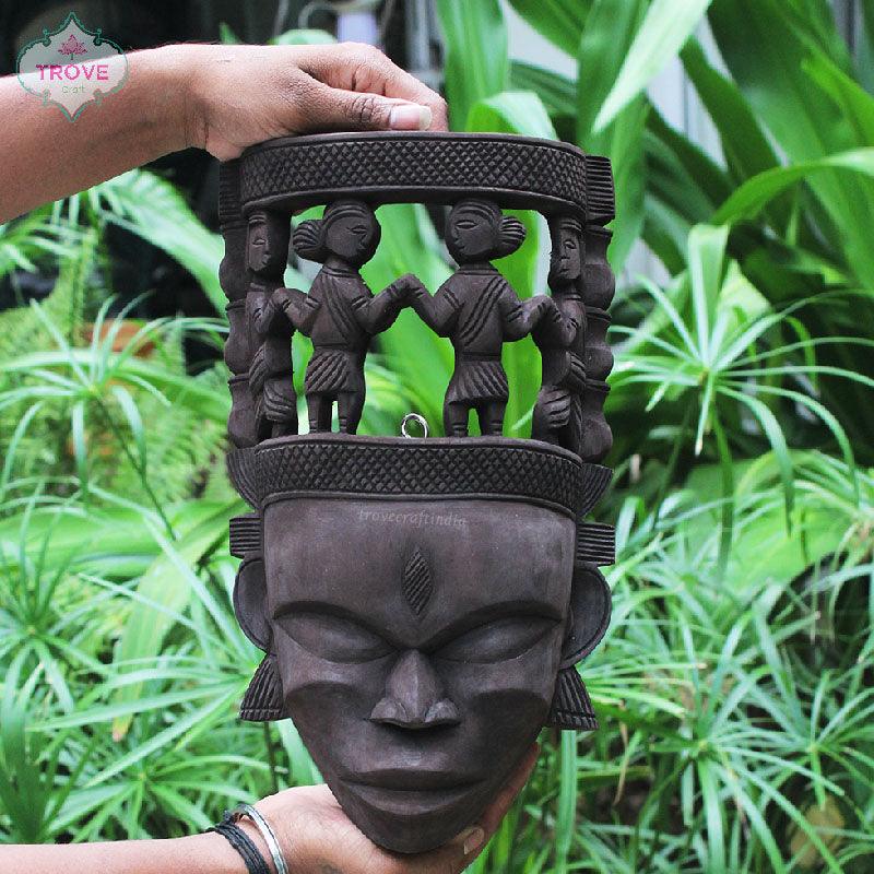 Hand carved wooden tribal mask 2024