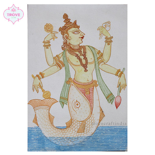 Matsya vishnu avatar pattachitra painting
