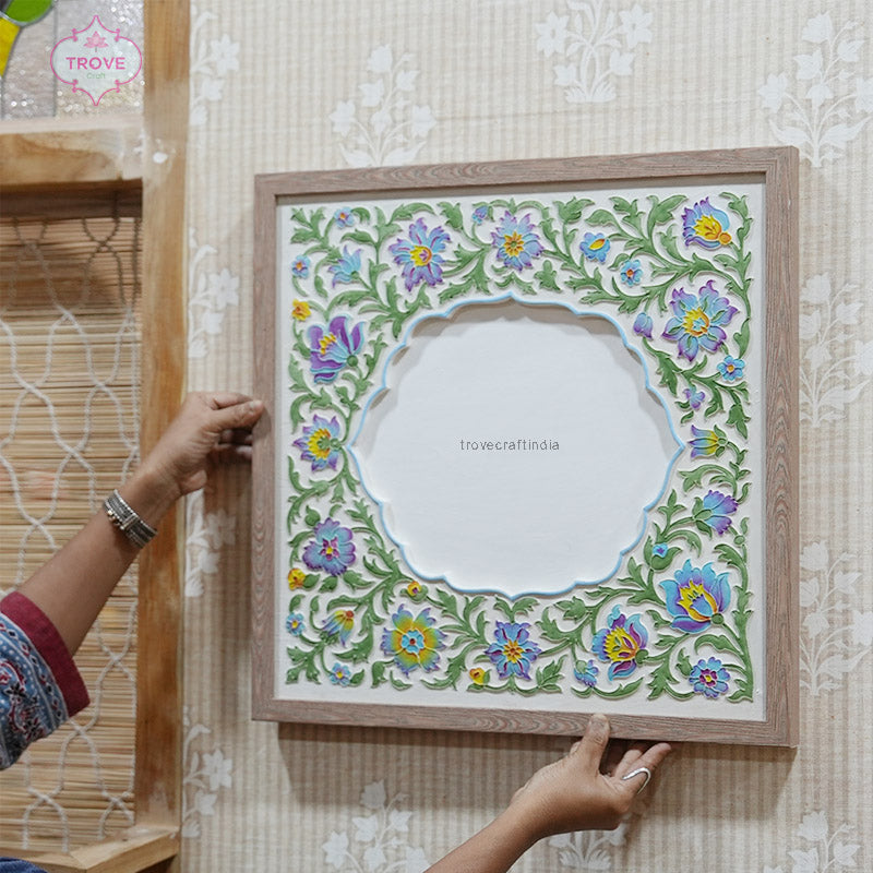 17x17 Inch - Floral themed Name Plate - with relief art