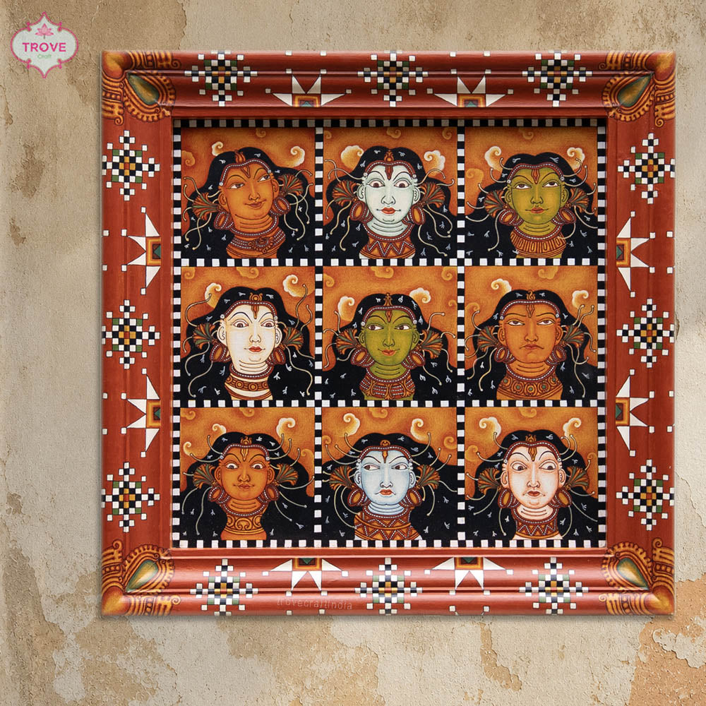 The Navarasa with Veerali Pattu - Kerala Mural Painting on Infinity Frame