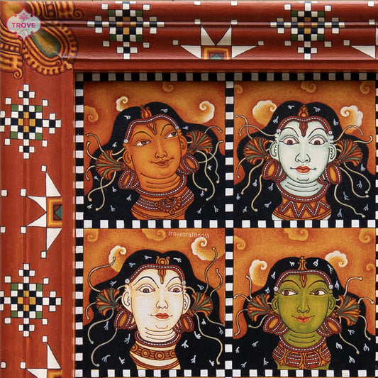 The Navarasa with Veerali Pattu - Kerala Mural Painting on Infinity Frame