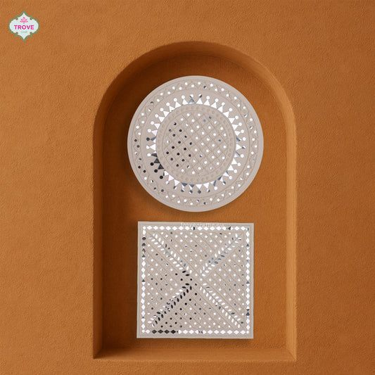 White Lippan Mirror Art
