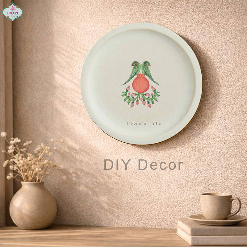 Set of 6 Self Adhesive Decals / Stickers - Pomegranate and Parrots