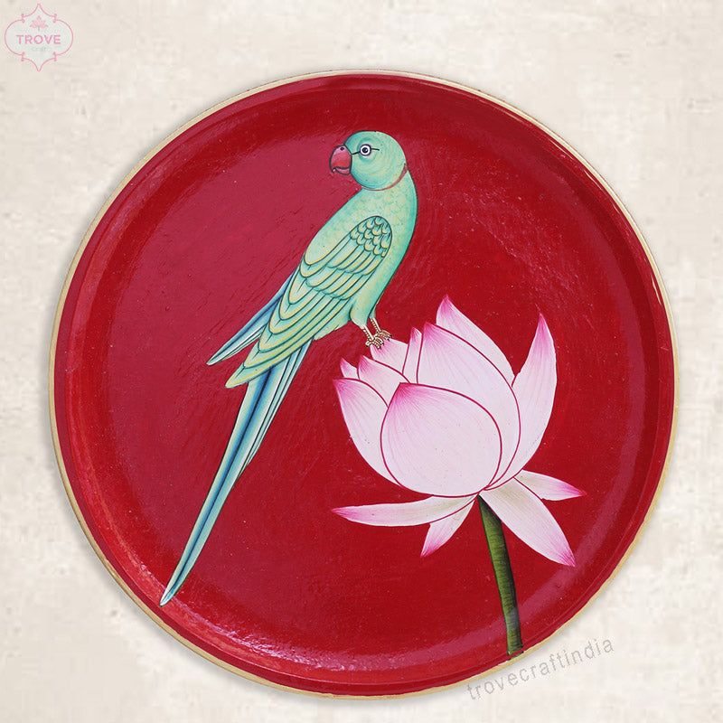 9" Parrot Pichwai Wall Décor Plate