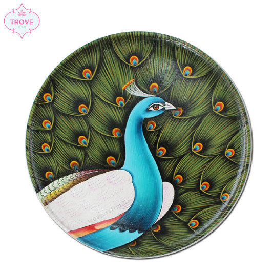 Handpainted Peacock Decor Plate
