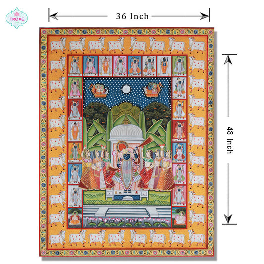 Request for Quotes - Sharath Poornima with Yellow Pichwai Cow Border 32" x 42"