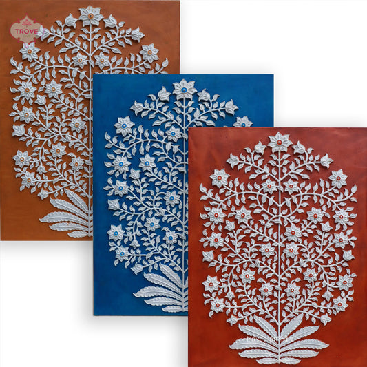20" Tree of Life Motif Hand-painted Relief Panels