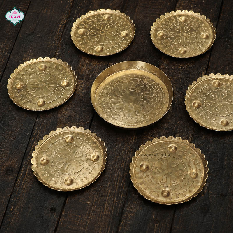 Brass coaster set