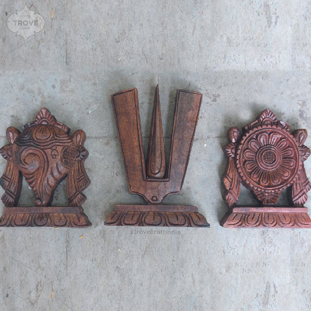 Carved Shankh Chakra Namah Wall Panels