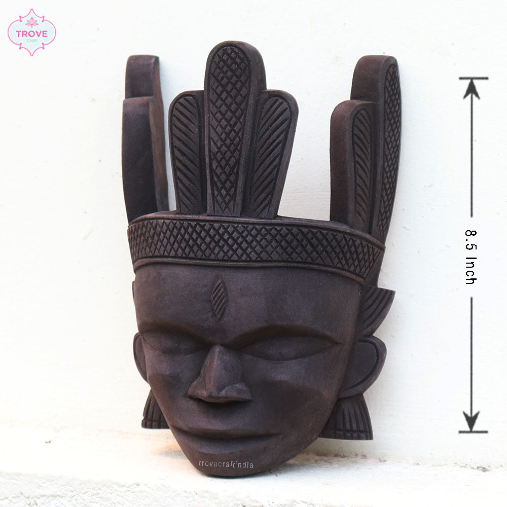 8" Set of 2 -  Hand Carved Wooden - Tribal Wall Decor Masks