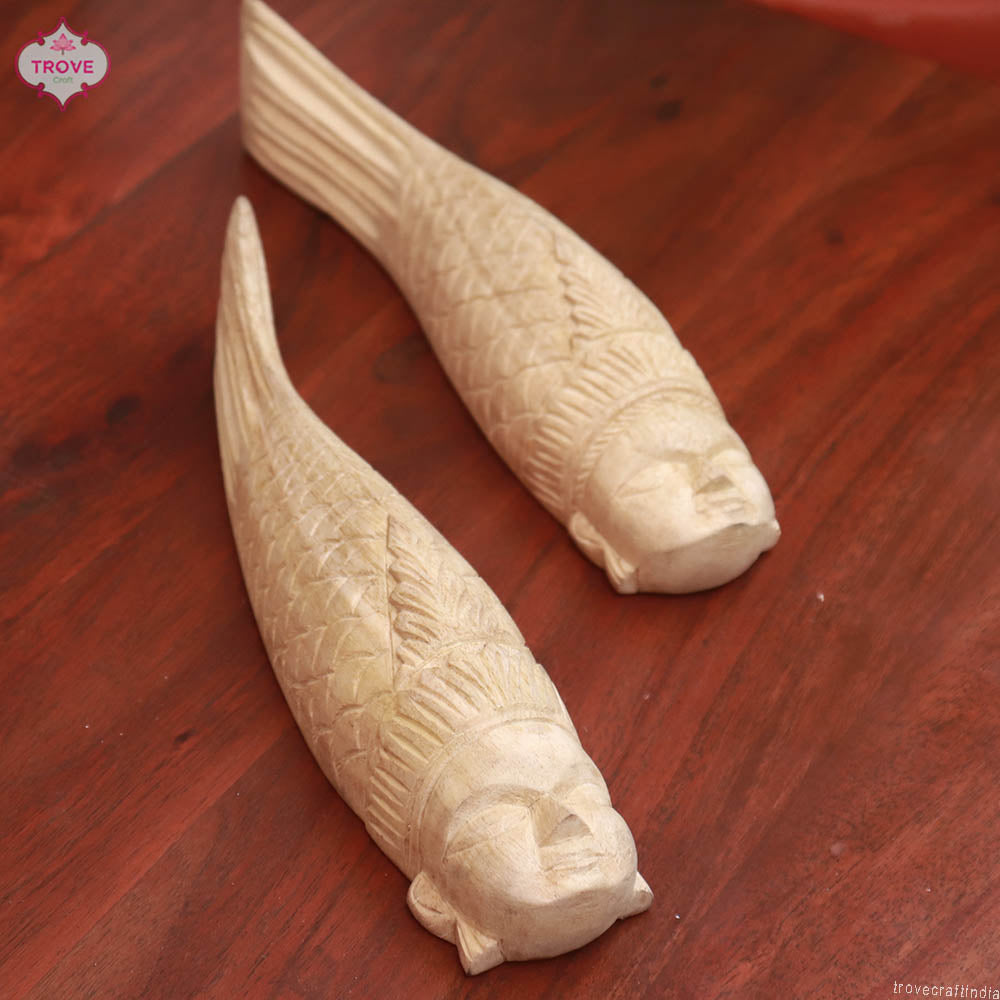 Hand Carved Wooden - Tribal Wall Fish Matsya  Decor Masks