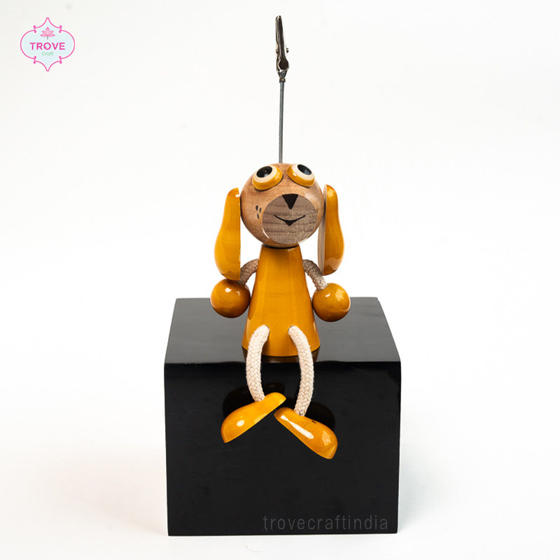 cute yellow wooden dog tabletop note holder