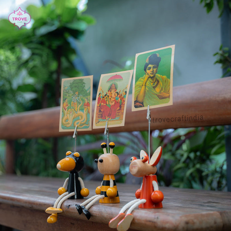 cute wooden animal note holders