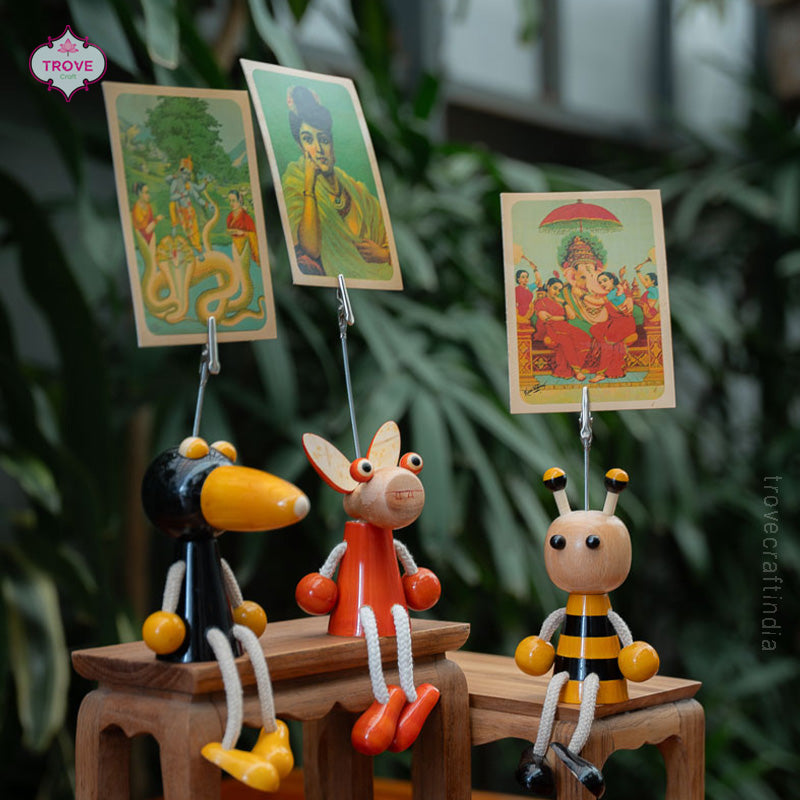 Channapatna Cute Animal Themed - Table Top Note Holders – Trove Craft India