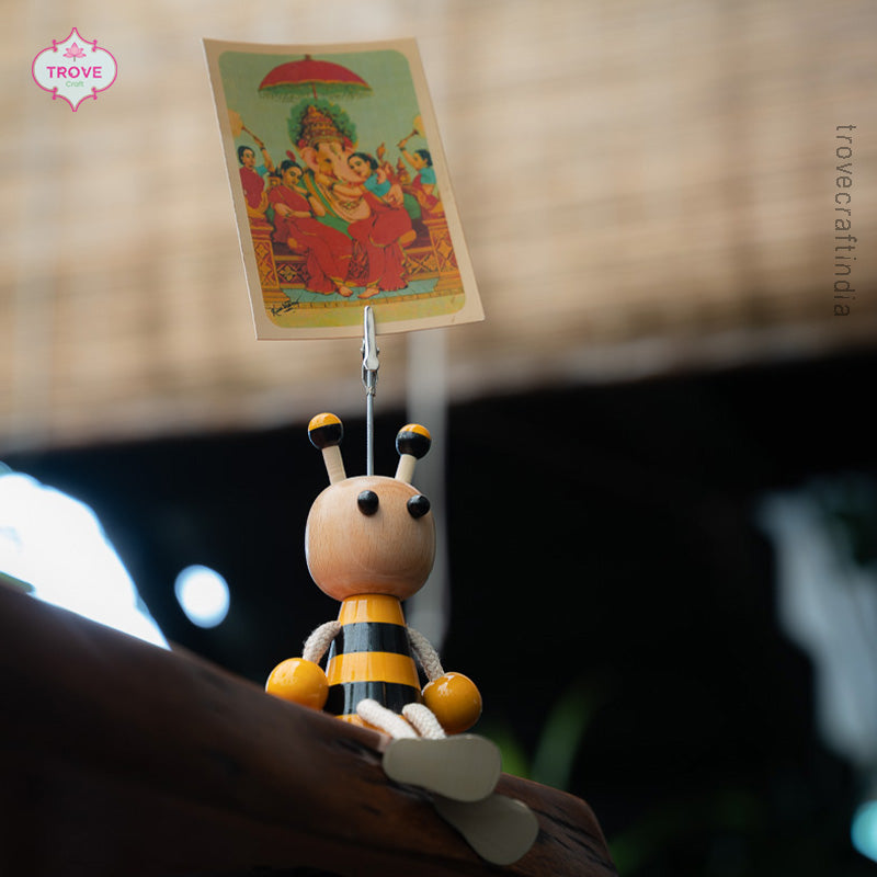 wooden channapatna bee with clip holder