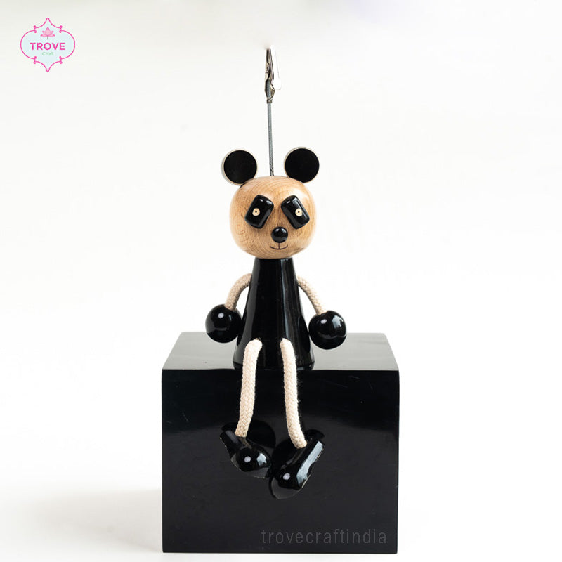 channapatan style panda bear figure with clip holder