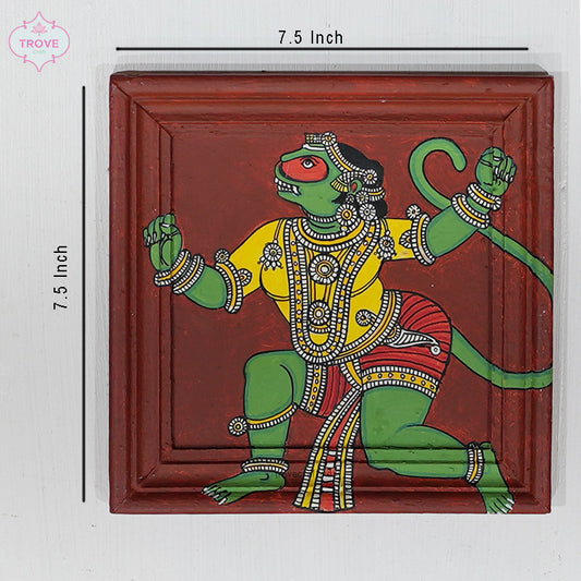 Infinity Frame  7.5 "x 7.5 " Lord Hanuman from Thanjavur Palace Wall Mural