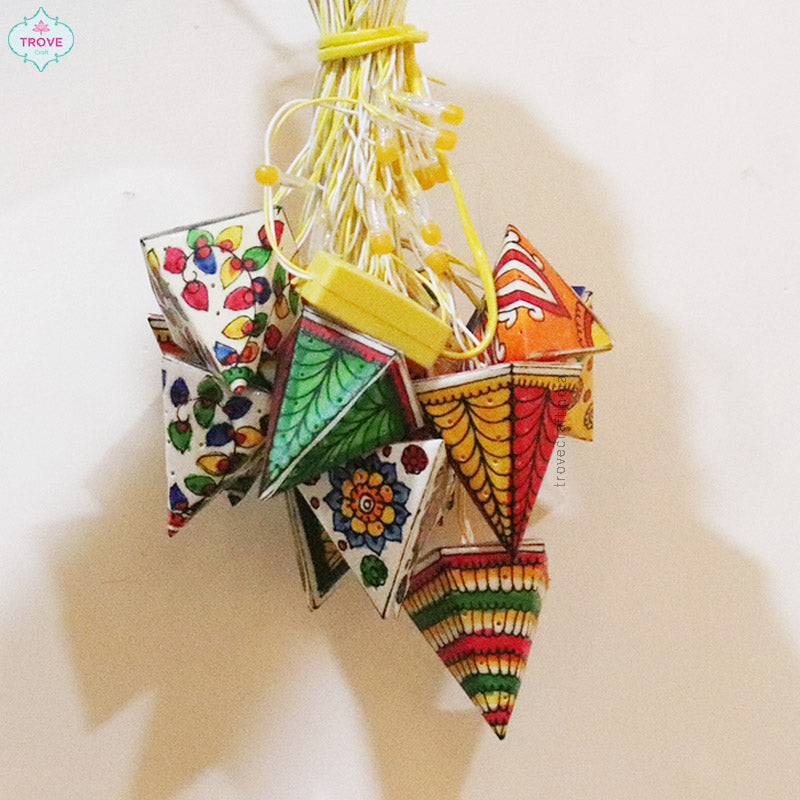 Hand-painted in Tholu Bommalata style - Fairy Lights Cones