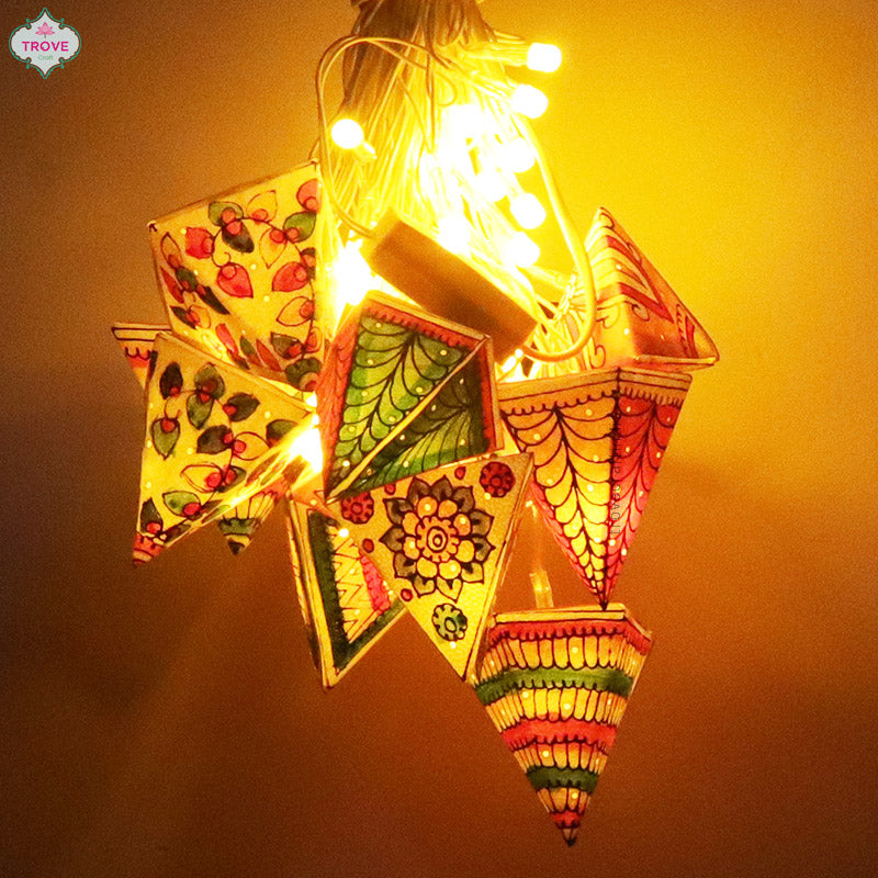 Hand-painted in Tholu Bommalata style - Fairy Lights Cones