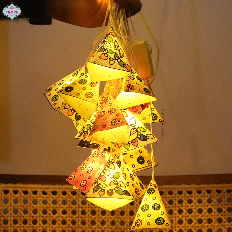 Hand-painted in Tholu Bommalata style - Fairy Lights Cones